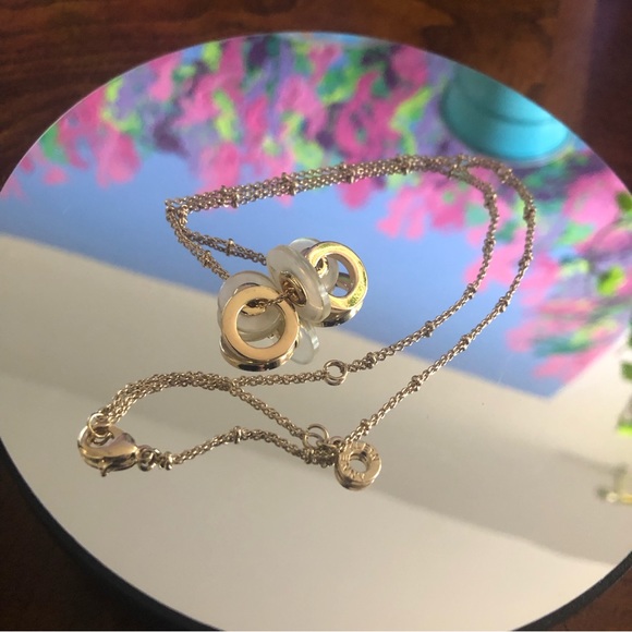 Anne Klein gold and iridescent disc necklace - Picture 10 of 11